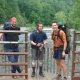 Founder's Bridge over the Nantahala River, with Chris Willett and Daddy Mention. Note the 75L pack, which still wasn't big enough to fit all my stuff plus my sleeping pad. I bought trekking poles at the NOC shortly after this photo was taken.