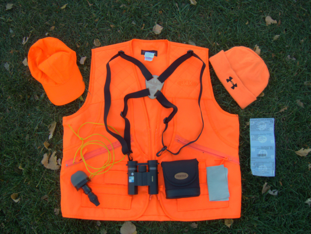 Safety clothing, optics, and calls, plus a hunting license