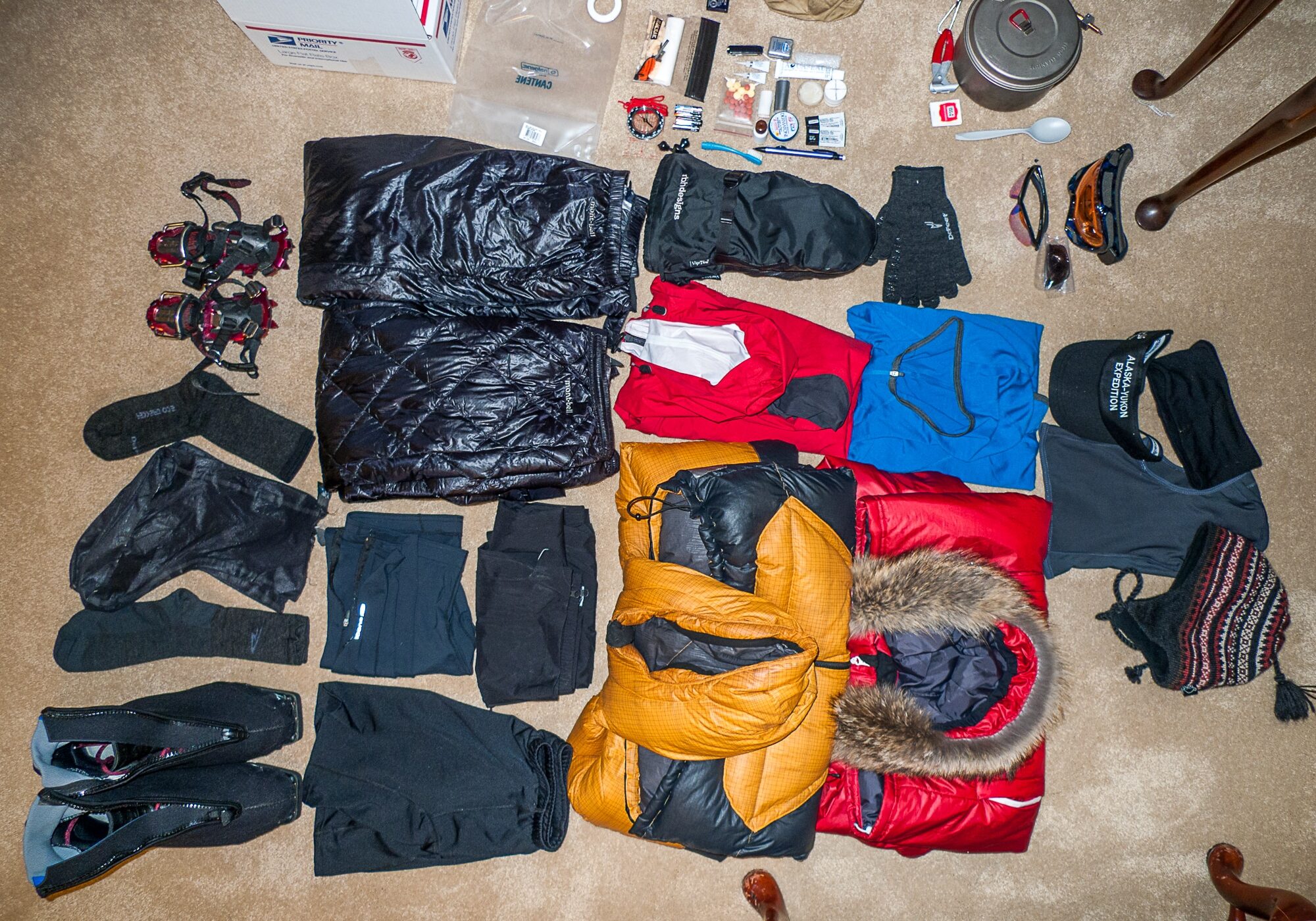 Clothing, footwear, and a few other items for the winter months of my Alaska-Yukon Expedition