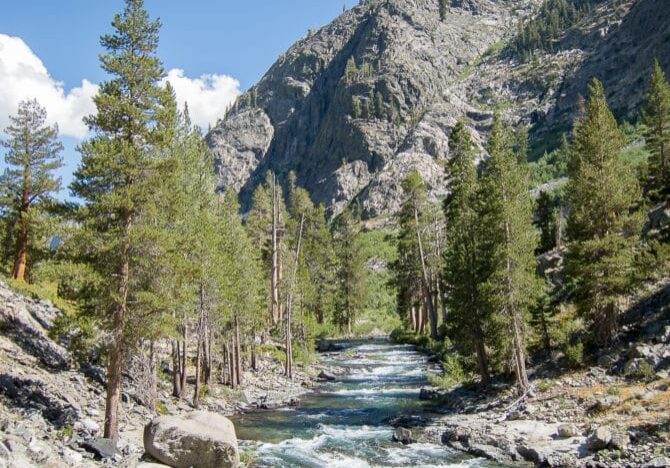 The South Fork of the San Joaquin near the damaged bridge, late-August 2011