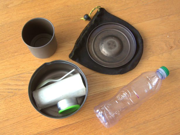 The Sidewinder cone and Zelph stove are sufficiently compact to fit inside my 900 ml pot. The measuring cup nests inside the wrapped-up cone, as can the 4-oz fuel bottle that is bundled with the Sidewinder. The same cannot be said about the original Caldera Cone or the 12-10 stove.