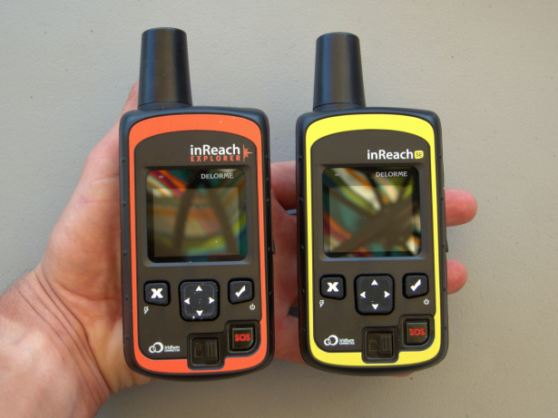 The DeLorme inReach Explorer (left) and SE (right), which despite being the same size and weight have different hardware, which affects their functionality. My recommendation is still the SE, but there are two valid reasons to buy the Explorer.