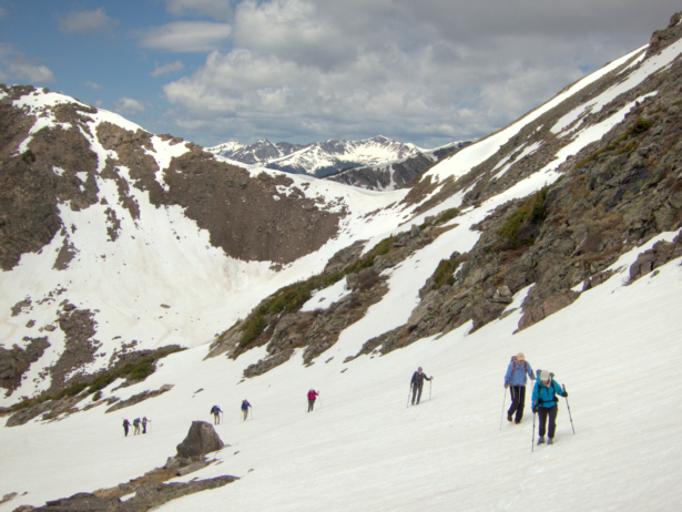 Climbing towards the Continental Divide from Haynach Lakes, late-June.