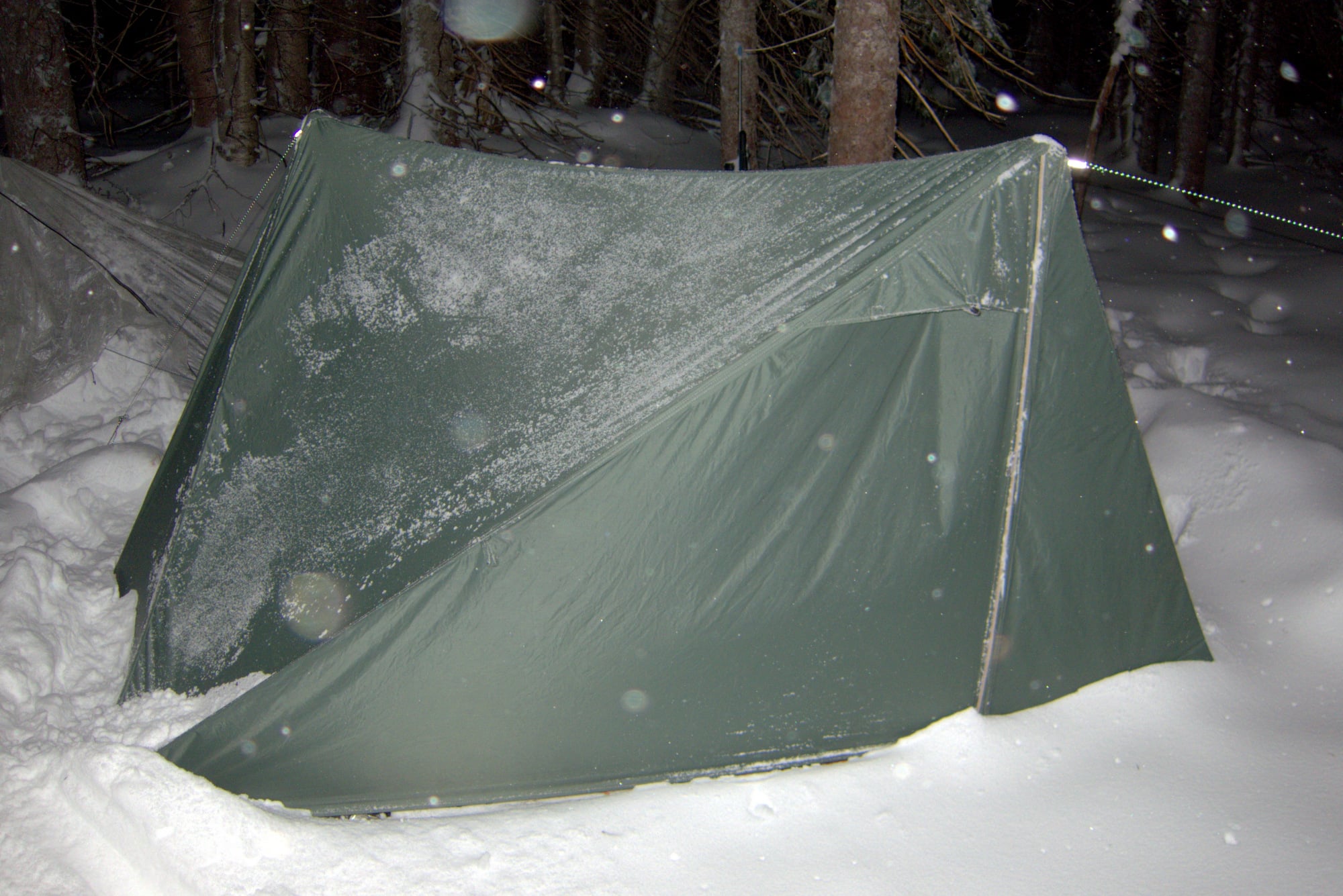 The Route Tent Tent after a 4-inch storm