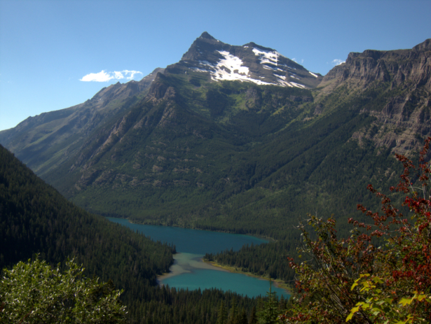 Upper Kintla Lake and Long Knife Peak, one of two trail routes to Brown Pass, where the route really begins. While Glacier is technically part of the Rockies, its lush west side looks much more like the Pacific Northwest.