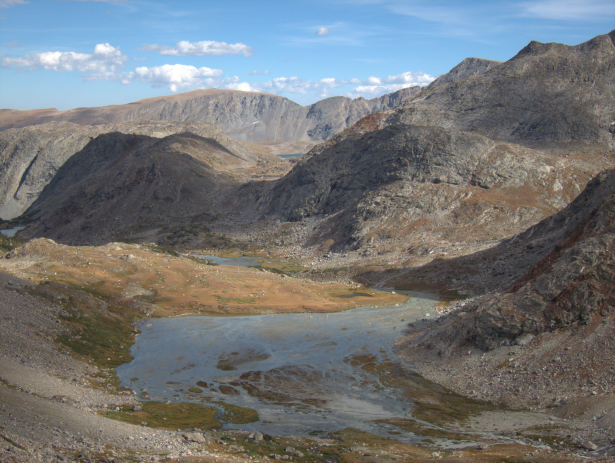 The upper headwaters of the North Fork of Bull Lake Creek, a rarely visited part of the Winds