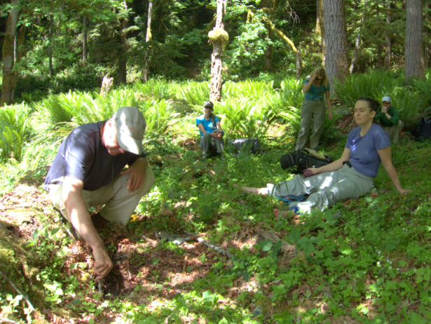 Mike Clelland demonstrates poop soup in Olympic National Park.