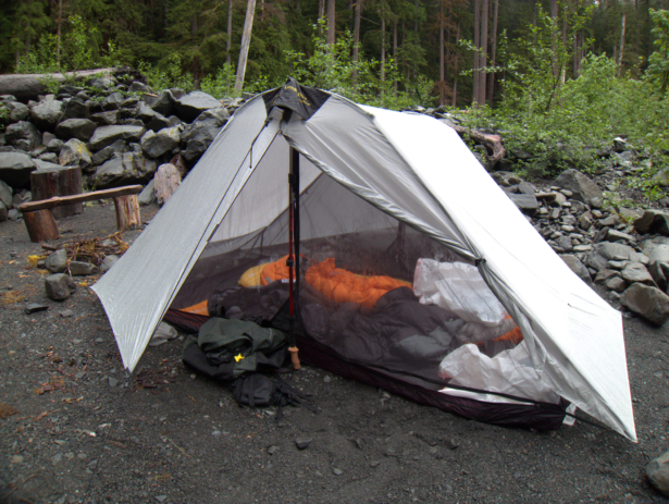 This single-wall tent has an integrated fly, floor, and bug netting. If these protections are needed or wanted full-time, this is a good setup. But other users may want more modularity so that, for example, the bug netting can be left behind on bug-free trips.
