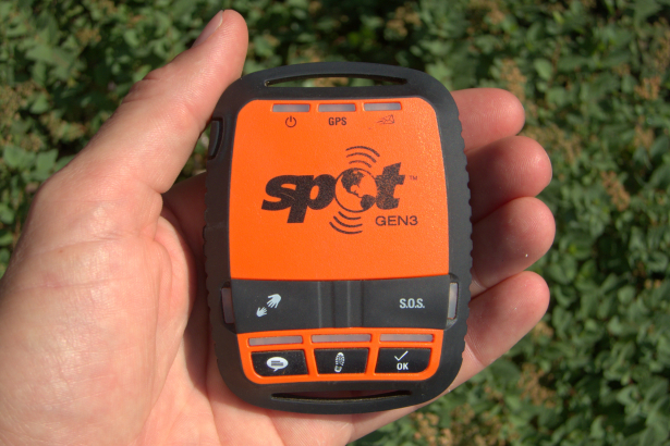 The SPOT Gen3 Satellite GPS Messenger. The $150 device weighs 4 oz (with batteries) and can send 1-way emergency and non-emergency messages.